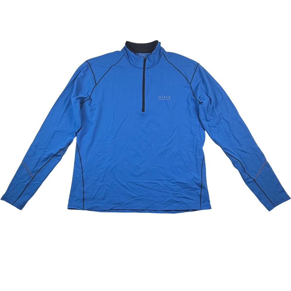Gore Running Wear Mens XL Blue Quarter Zip Pullover Long Sleeve Athletic Shirt